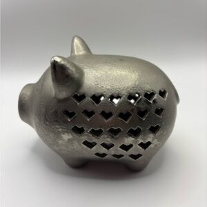 Vintage Hammered Aluminum Piggy Pomander Potpourri Sachet Holder